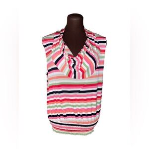 Skye's the Limit Multicolor Striped Cowl Neck Blouse Tank Top Size Large